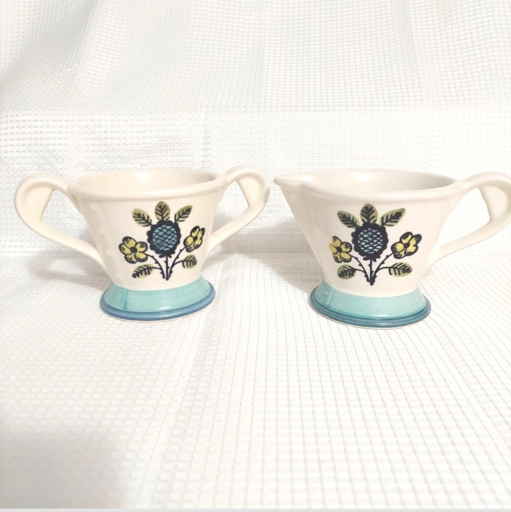 Vintage Metlox Creamer Sugar Set Poppytrail Blueberry Provincial Folkart